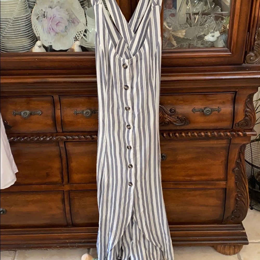 O’Neil blue and white stripped mid length dress